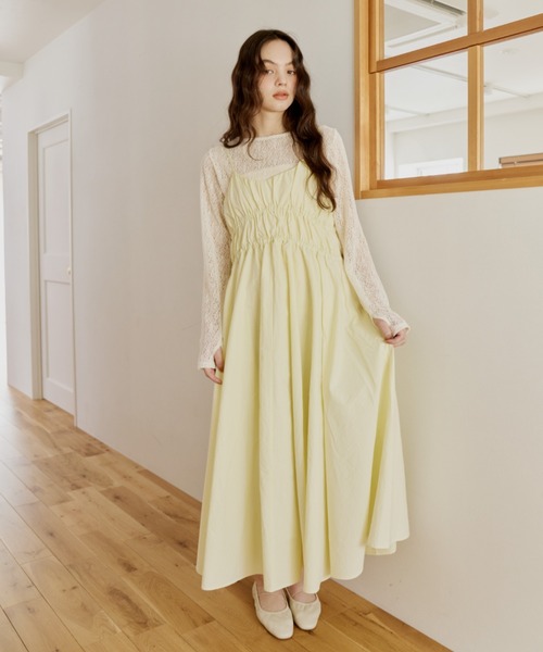 OLUN(オルン)の「volume cami onepiece/ボリュームキャミワンピース(ワンピース・レディース・レモンイエロー/アイボリー/ブラック/ベージュ・SMALL/MEDIUM)」の13枚目の写真