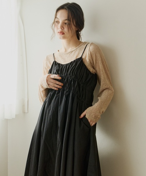 OLUN(オルン)の「volume cami onepiece/ボリュームキャミワンピース(ワンピース・レディース・レモンイエロー/アイボリー/ブラック/ベージュ・SMALL/MEDIUM)」の12枚目の写真