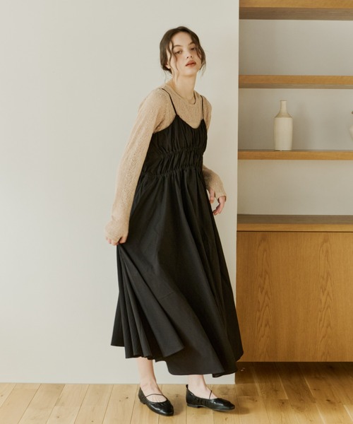 OLUN(オルン)の「volume cami onepiece/ボリュームキャミワンピース(ワンピース・レディース・レモンイエロー/アイボリー/ブラック/ベージュ・SMALL/MEDIUM)」の11枚目の写真