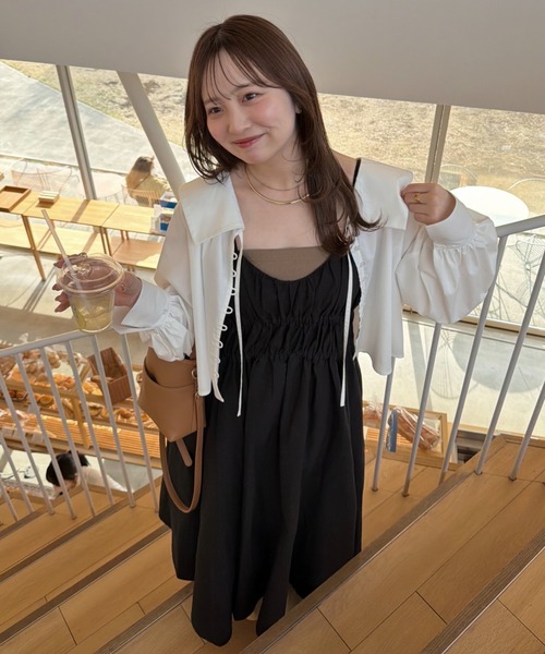OLUN(オルン)の「volume cami onepiece/ボリュームキャミワンピース(ワンピース・レディース・レモンイエロー/アイボリー/ブラック/ベージュ・SMALL/MEDIUM)」の18枚目の写真