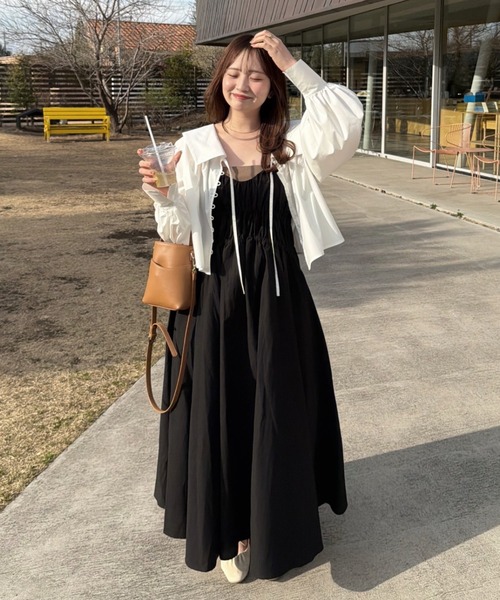 OLUN(オルン)の「volume cami onepiece/ボリュームキャミワンピース(ワンピース・レディース・レモンイエロー/アイボリー/ブラック/ベージュ・SMALL/MEDIUM)」の17枚目の写真