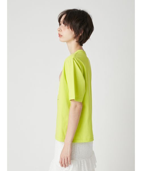 LILY BROWN(リリーブラウン)の「ハートモチーフプリントTシャツ(Tシャツ/カットソー・レディース・ホワイト/ライム/チャコールグレー・F)」の9枚目の写真