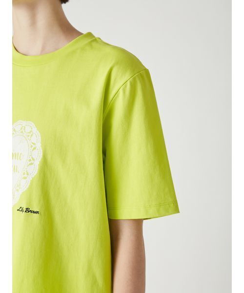 LILY BROWN(リリーブラウン)の「ハートモチーフプリントTシャツ(Tシャツ/カットソー・レディース・ホワイト/ライム/チャコールグレー・F)」の11枚目の写真