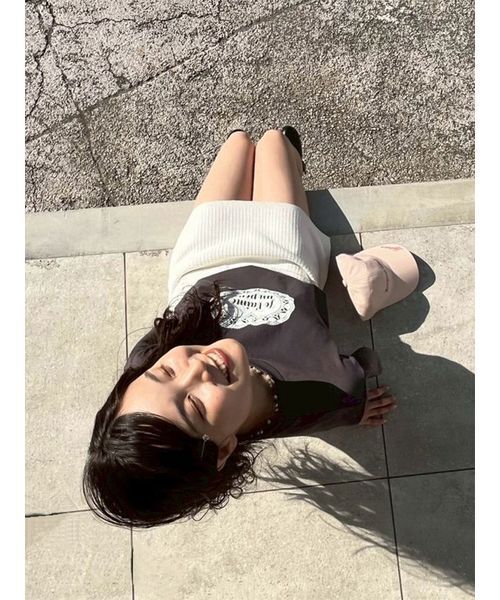 LILY BROWN(リリーブラウン)の「ハートモチーフプリントTシャツ(Tシャツ/カットソー・レディース・ホワイト/ライム/チャコールグレー・F)」の22枚目の写真