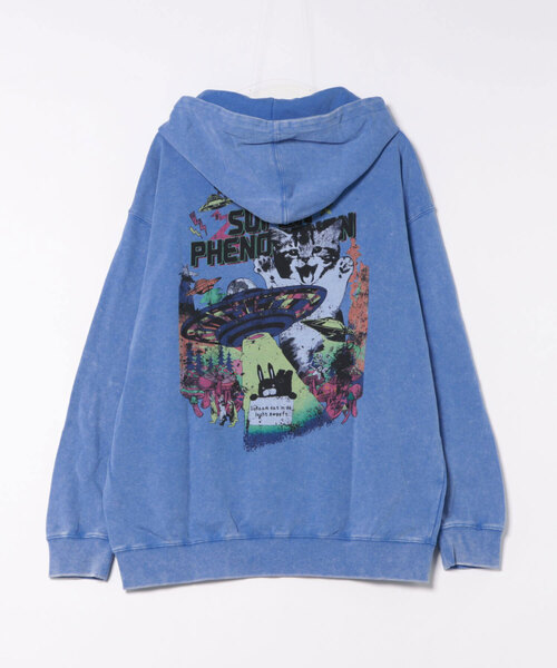 ScoLar（スカラー）の「ScoLar(スカラー) 超常現象プリント ケミカル加工裏毛パーカー（パーカー・レディース・チャコールグレー/ブルー・MEDIUM）」の22枚目の写真