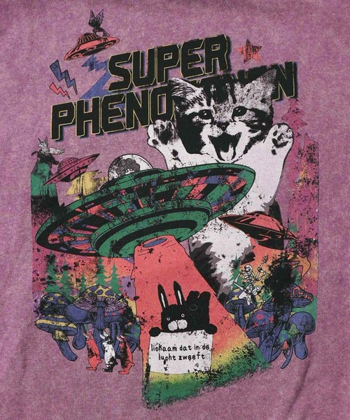 ScoLar（スカラー）の「ScoLar(スカラー) 超常現象プリント ケミカル加工裏毛パーカー（パーカー・レディース・チャコールグレー/ブルー・MEDIUM）」の11枚目の写真