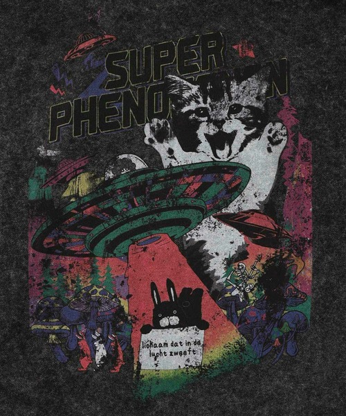 ScoLar（スカラー）の「ScoLar(スカラー) 超常現象プリント ケミカル加工裏毛パーカー（パーカー・レディース・チャコールグレー/ブルー・MEDIUM）」の18枚目の写真