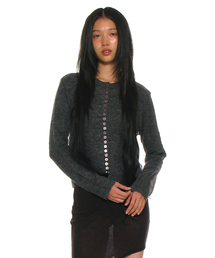 PARTIMENTO WOMEN（パルティメントウィメン）の「93ジャカードシアーニットカーディガン_チャコールメランジ（カーディガン/ボレロ）」