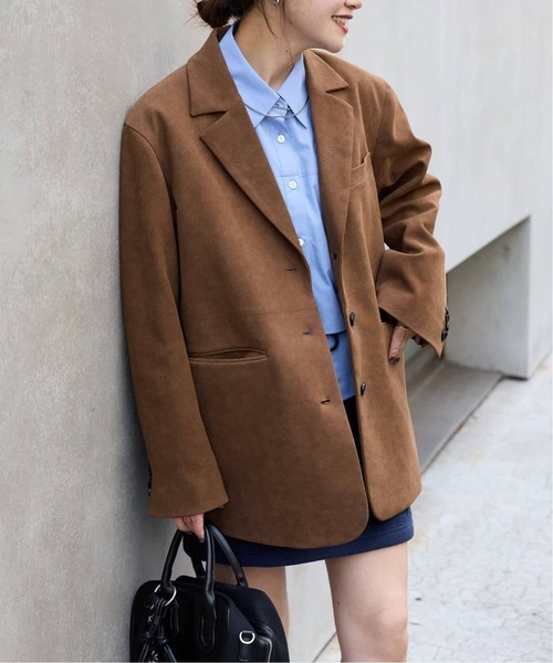 JOURNAL STANDARD（ジャーナルスタンダード）の「《追加》フェイクスエードジャケット（テーラードジャケット・レディース・キャメル・FREE）」の7枚目の写真