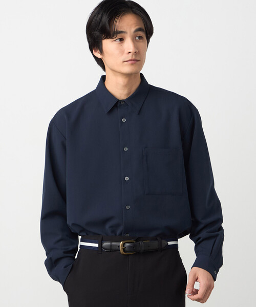 COMME CA ISM（コムサイズム）の「ウールライクストレッチツイル ショートポイントカラーシャツ（シャツ/ブラウス・メンズ・ホワイト/ミント/ネイビー/サックスブルー・LARGE/MEDIUM/SMALL）」の3枚目の写真