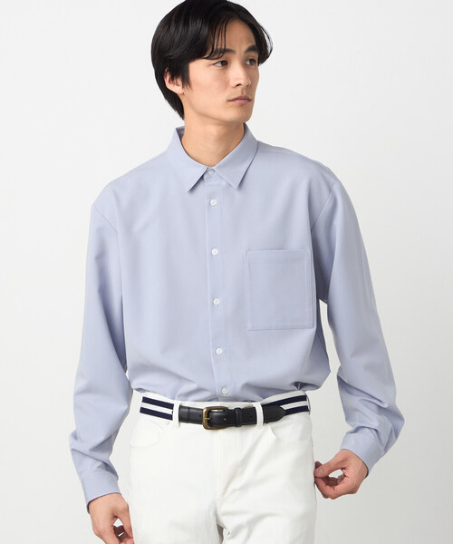 COMME CA ISM（コムサイズム）の「ウールライクストレッチツイル ショートポイントカラーシャツ（シャツ/ブラウス・メンズ・ホワイト/ミント/ネイビー/サックスブルー・LARGE/MEDIUM/SMALL）」の4枚目の写真