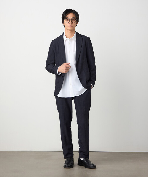 COMME CA ISM（コムサイズム）の「ウールライクストレッチツイル ショートポイントカラーシャツ（シャツ/ブラウス・メンズ・ホワイト/ミント/ネイビー/サックスブルー・LARGE/MEDIUM/SMALL）」の5枚目の写真