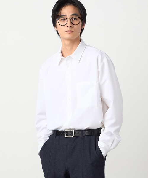 COMME CA ISM（コムサイズム）の「ウールライクストレッチツイル ショートポイントカラーシャツ（シャツ/ブラウス・メンズ・ホワイト/ミント/ネイビー/サックスブルー・LARGE/MEDIUM/SMALL）」の8枚目の写真