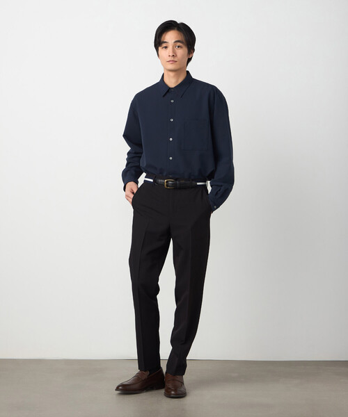 COMME CA ISM（コムサイズム）の「ウールライクストレッチツイル ショートポイントカラーシャツ（シャツ/ブラウス・メンズ・ホワイト/ミント/ネイビー/サックスブルー・LARGE/MEDIUM/SMALL）」の9枚目の写真