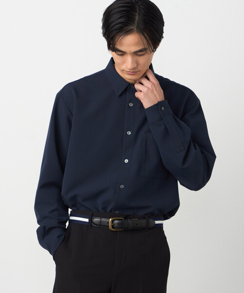 COMME CA ISM（コムサイズム）の「ウールライクストレッチツイル ショートポイントカラーシャツ（シャツ/ブラウス・メンズ・ホワイト/ミント/ネイビー/サックスブルー・LARGE/MEDIUM/SMALL）」の10枚目の写真