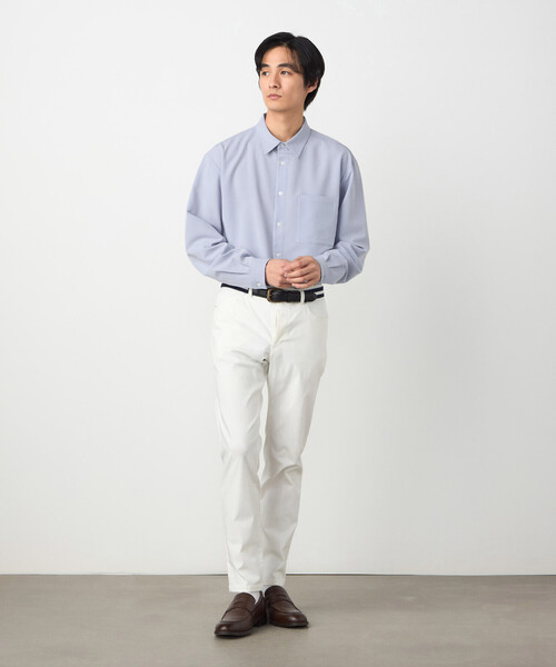 COMME CA ISM（コムサイズム）の「ウールライクストレッチツイル ショートポイントカラーシャツ（シャツ/ブラウス・メンズ・ホワイト/ミント/ネイビー/サックスブルー・LARGE/MEDIUM/SMALL）」の12枚目の写真