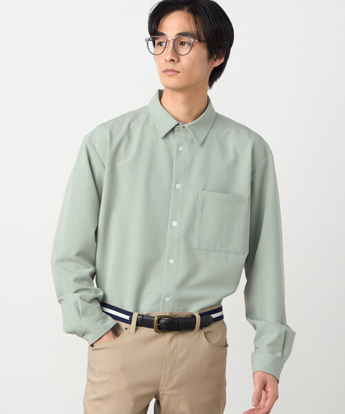 COMME CA ISM（コムサイズム）の「ウールライクストレッチツイル ショートポイントカラーシャツ（シャツ/ブラウス・メンズ・ホワイト/ミント/ネイビー/サックスブルー・LARGE/MEDIUM/SMALL）」の17枚目の写真