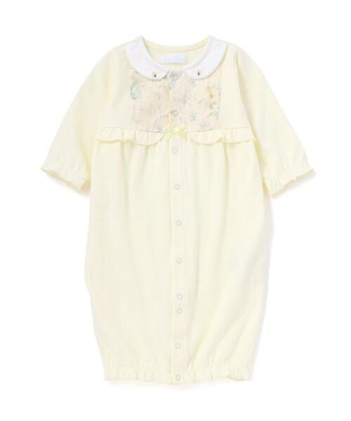 fillot de bebe reduction（フィヨデュベベルダクティオン）の「【お揃い】オーガンジー花柄プリント長袖2WAYオール(50~75cm)（ロンパース・キッズ・イエロー/パープル・FREE）」の4枚目の写真