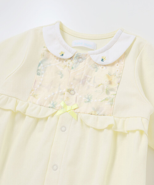 fillot de bebe reduction（フィヨデュベベルダクティオン）の「【お揃い】オーガンジー花柄プリント長袖2WAYオール(50~75cm)（ロンパース・キッズ・イエロー/パープル・FREE）」の6枚目の写真