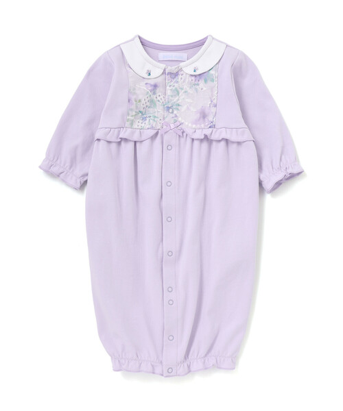 fillot de bebe reduction（フィヨデュベベルダクティオン）の「【お揃い】オーガンジー花柄プリント長袖2WAYオール(50~75cm)（ロンパース・キッズ・イエロー/パープル・FREE）」の7枚目の写真