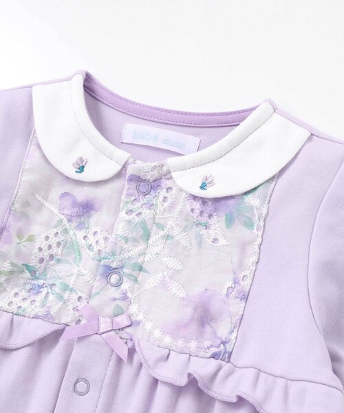fillot de bebe reduction（フィヨデュベベルダクティオン）の「【お揃い】オーガンジー花柄プリント長袖2WAYオール(50~75cm)（ロンパース・キッズ・イエロー/パープル・FREE）」の9枚目の写真