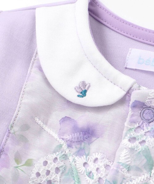 fillot de bebe reduction（フィヨデュベベルダクティオン）の「【お揃い】オーガンジー花柄プリント長袖2WAYオール(50~75cm)（ロンパース・キッズ・イエロー/パープル・FREE）」の10枚目の写真