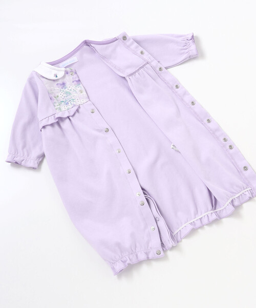fillot de bebe reduction（フィヨデュベベルダクティオン）の「【お揃い】オーガンジー花柄プリント長袖2WAYオール(50~75cm)（ロンパース・キッズ・イエロー/パープル・FREE）」の15枚目の写真