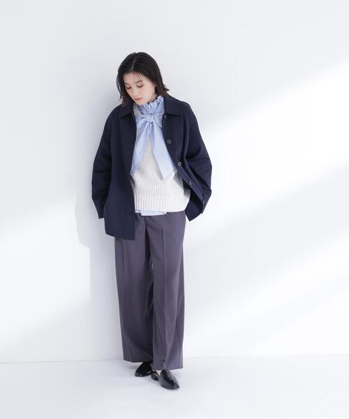 NATURAL BEAUTY BASIC（ナチュラルビューティーベーシック）の「◇ステンカラーハーフコート（ステンカラーコート・レディース・ベージュ/ネイビー/ベージュ系その他3・SMALL/MEDIUM）」の8枚目の写真