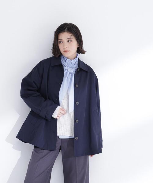 NATURAL BEAUTY BASIC（ナチュラルビューティーベーシック）の「◇ステンカラーハーフコート（ステンカラーコート・レディース・ベージュ/ネイビー/ベージュ系その他3・SMALL/MEDIUM）」の7枚目の写真