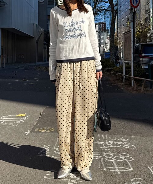 CIAOPANIC（チャオパニック）の「レースポケットドットサテンカーブパンツ（その他パンツ・レディース・グレー/アイボリー/ブラック・0/1）」の10枚目の写真