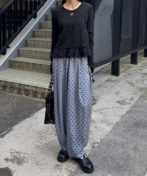 CIAOPANIC（チャオパニック）の「レースポケットドットサテンカーブパンツ（その他パンツ・レディース・グレー/アイボリー/ブラック・0/1）」の16枚目の写真