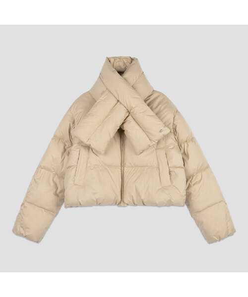 ATELIER NAIN（アトリエナイン）の「MUFFLER SET SHORT PUFFER JUMPER S(JP-576)（ダウンジャケット/コート・レディース・アイボリー/ベージュ/ダークグレー・MEDIUM/SMALL）」の3枚目の写真