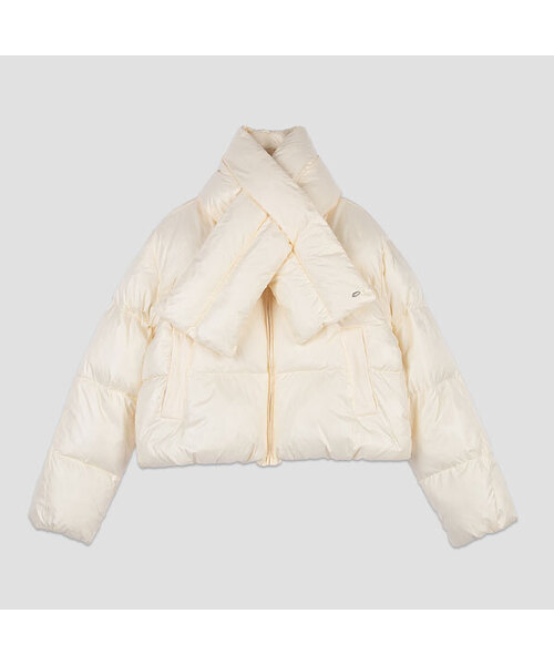 ATELIER NAIN（アトリエナイン）の「MUFFLER SET SHORT PUFFER JUMPER S(JP-576)（ダウンジャケット/コート・レディース・アイボリー/ベージュ/ダークグレー・MEDIUM/SMALL）」の2枚目の写真