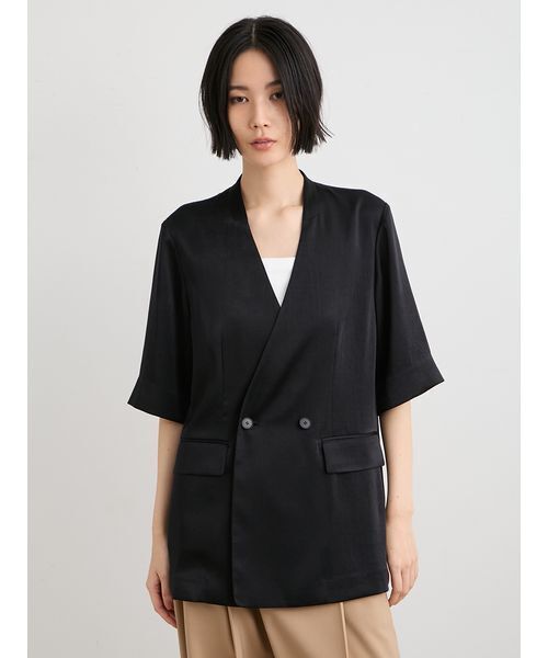 MIESROHE(ミースロエ)の「ヴィンテージサテンハーフスリーブジャケット(テーラードジャケット・レディース・アイボリー/ブラック/ミント・0/1)」の20枚目の写真