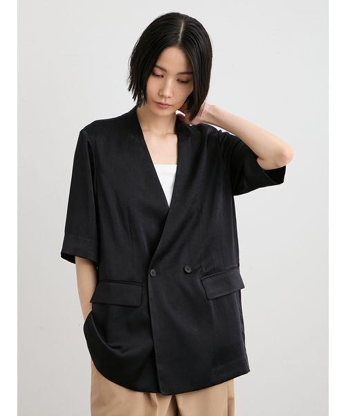 MIESROHE(ミースロエ)の「ヴィンテージサテンハーフスリーブジャケット(テーラードジャケット・レディース・アイボリー/ブラック/ミント・0/1)」の15枚目の写真
