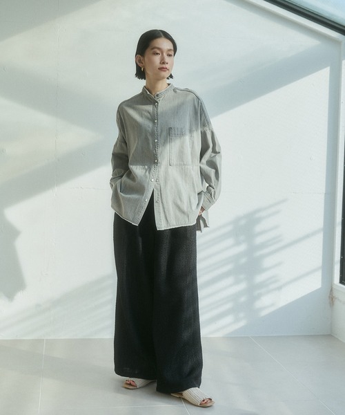 hunch(ハンチ)の「デニムライク ヘリンボーン タックパンツ(その他パンツ・レディース・チャコール/ライトベージュ/ブルー・FREE)」の8枚目の写真