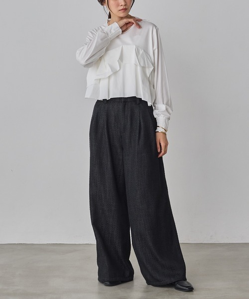 hunch(ハンチ)の「デニムライク ヘリンボーン タックパンツ(その他パンツ・レディース・チャコール/ライトベージュ/ブルー・FREE)」の13枚目の写真
