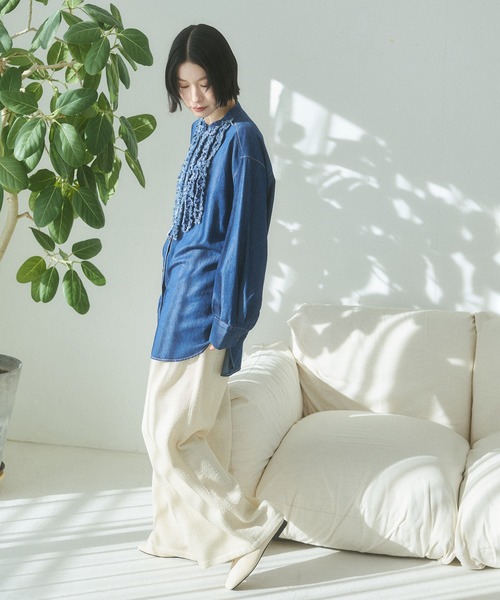 hunch(ハンチ)の「デニムライク ヘリンボーン タックパンツ(その他パンツ・レディース・チャコール/ライトベージュ/ブルー・FREE)」の16枚目の写真
