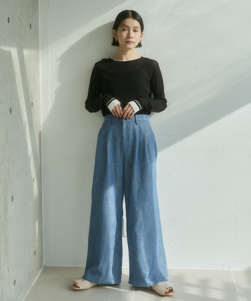 hunch(ハンチ)の「デニムライク ヘリンボーン タックパンツ(その他パンツ・レディース・チャコール/ライトベージュ/ブルー・FREE)」の22枚目の写真