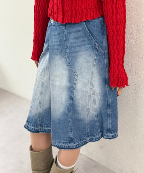 w closet（ダブルクローゼット）の「デニムミディスカート（スカート