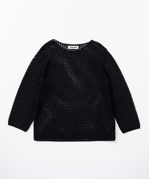 SERENO(セレーノ)の「メッシュニットプルオーバー(ニット/セーター・レディース・ホワイト/ブラック・ONESIZE)」の2枚目の写真