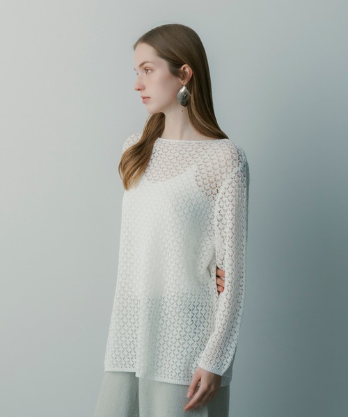 SERENO(セレーノ)の「メッシュニットプルオーバー(ニット/セーター・レディース・ホワイト/ブラック・ONESIZE)」の3枚目の写真