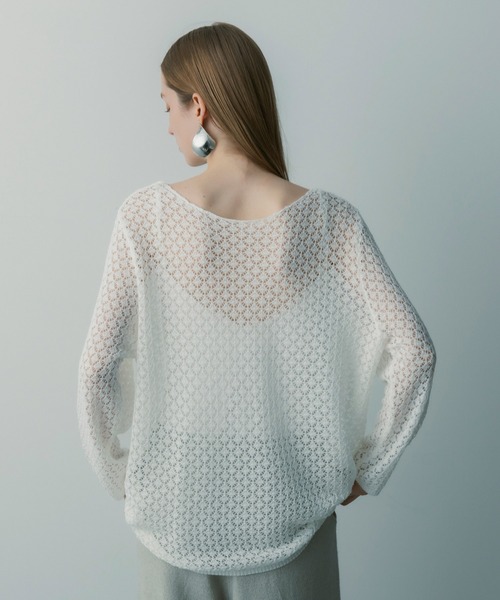 SERENO(セレーノ)の「メッシュニットプルオーバー(ニット/セーター・レディース・ホワイト/ブラック・ONESIZE)」の4枚目の写真