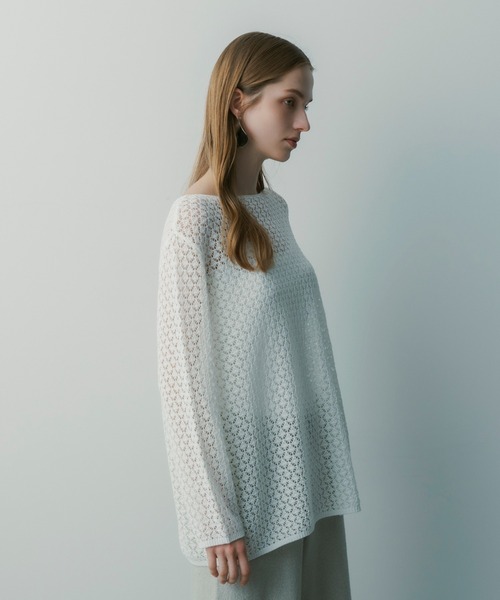 SERENO(セレーノ)の「メッシュニットプルオーバー(ニット/セーター・レディース・ホワイト/ブラック・ONESIZE)」の5枚目の写真