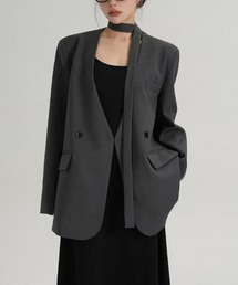 オーバーサイズ」に該当するノーカラージャケットファッション通販