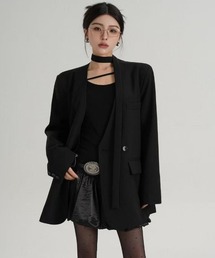 オーバーサイズ」に該当するノーカラージャケットファッション通販