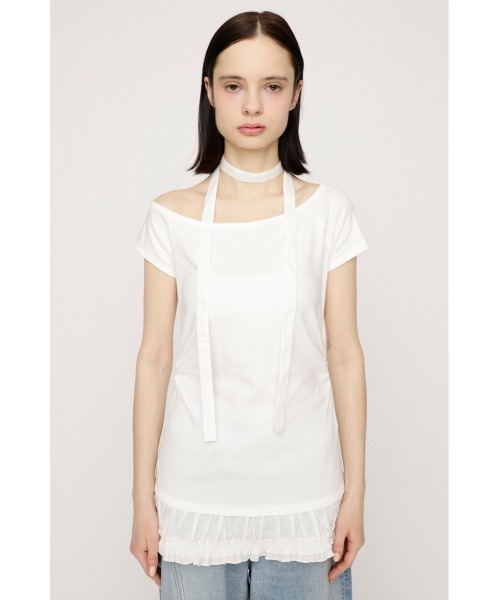 SLY(スライ)の「TIE FRILL GATHER TOPS タイフリルギャザートップス 春服 夏服(Tシャツ/カットソー・レディース・ブラック/ホワイト・FREE)」の10枚目の写真