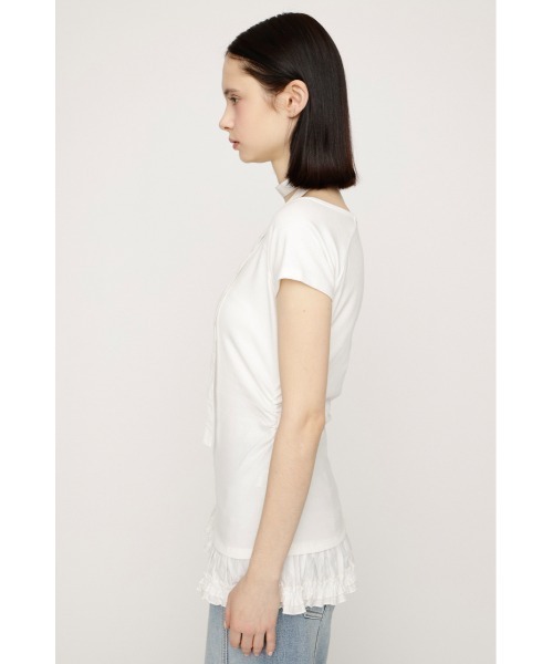 SLY(スライ)の「TIE FRILL GATHER TOPS タイフリルギャザートップス 春服 夏服(Tシャツ/カットソー・レディース・ブラック/ホワイト・FREE)」の11枚目の写真