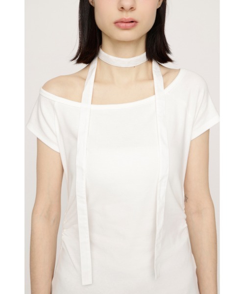 SLY(スライ)の「TIE FRILL GATHER TOPS タイフリルギャザートップス 春服 夏服(Tシャツ/カットソー・レディース・ブラック/ホワイト・FREE)」の13枚目の写真