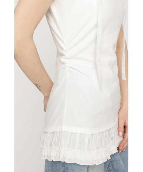 SLY(スライ)の「TIE FRILL GATHER TOPS タイフリルギャザートップス 春服 夏服(Tシャツ/カットソー・レディース・ブラック/ホワイト・FREE)」の14枚目の写真
